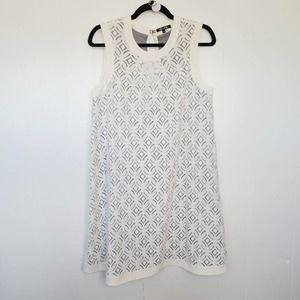 Nic+Zoe Womens Size M White Lace Designed Sleeveless Key Hole Back Dress